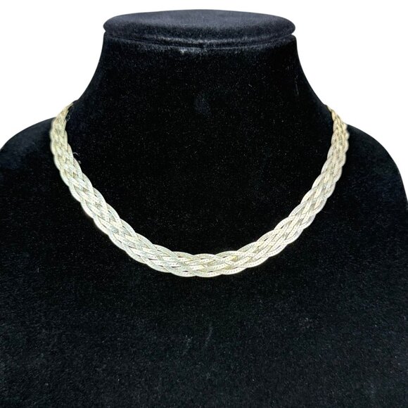 925 Sterling Silver Italian Braided Necklace PRL Stamp Women Jewelry 18" Lobster - Picture 1 of 7